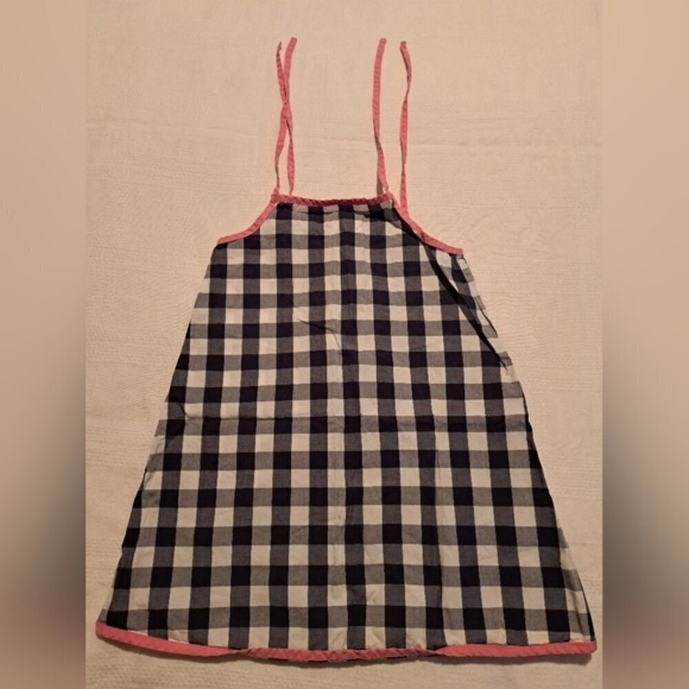 Hanna Andersson girls size 5 blue & white checkered pillowcase dress pink trim